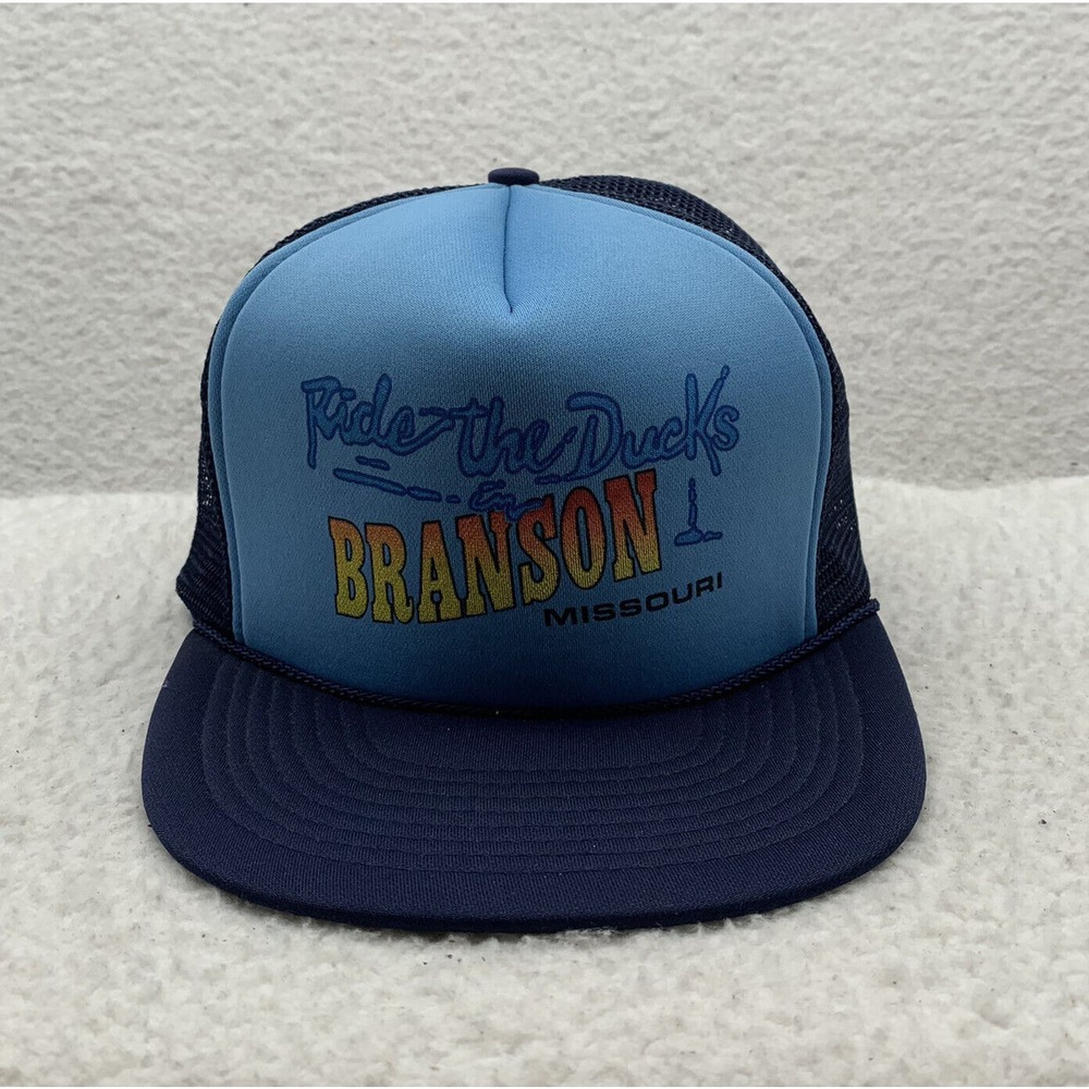 VTG Ride The Ducks Snapback Trucker Hat Mesh Foam Rope Branson Missouri Blue